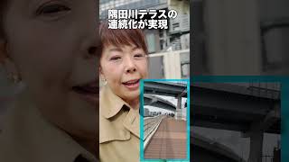 竪川水門テラス連絡橋がオープン！テラスの連続化が進んでいます。