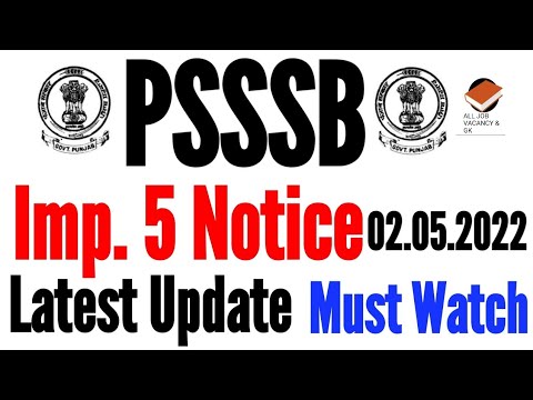 PSSSB | 5 Imp. NOTICE | PSSSB Clerk | PSSSB RECRUITMENT 2022 | PSSSB |