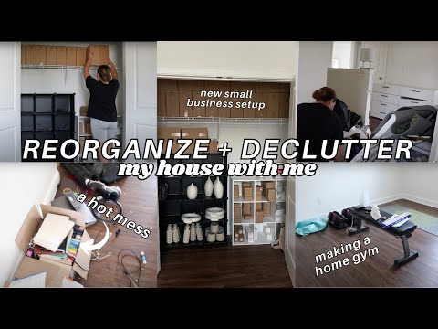 REARRANGING + DECLUTTERING MY HOUSE // Moving my office, new small business set up + new home gym