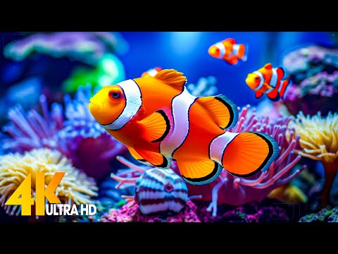 Aquarium 4K VIDEO (ULTRA HD) 🐠 Beautiful Coral Reef Fish - Relaxing Sleep Meditation Music #59