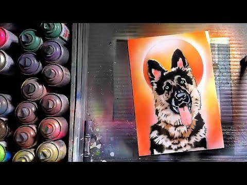 German shepherd dog painting by Spray Art Eden