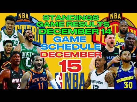 NBA TEAM STANDINGS | NBA GAME RESULTS DECEMBER 14,2024 | NBA GAME SCHEDULE DECEMBER 15,2024