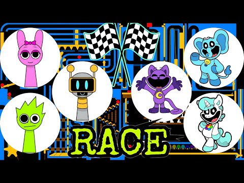 All Sprunki team vs All Catnap Craftycorn marble race 2d animation