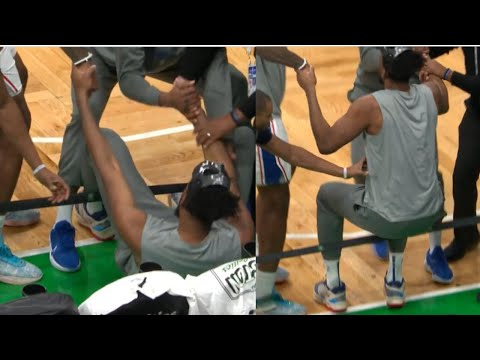 Joel Embiid FLOPS on a security guard & nearly RE INJURES ankle! Then almost called out of work!