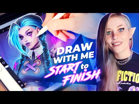 draw with me! 💜 Wednesday as Jinx 💜 Drawing on iPad in Procreate