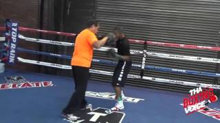 Felix Verdejo Pad Work at Top Rank Gym