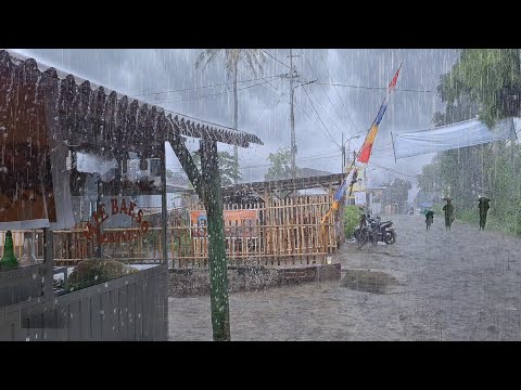 Super heavy rain and strong winds in my village | Sleep instantly with the sound of heavy rain