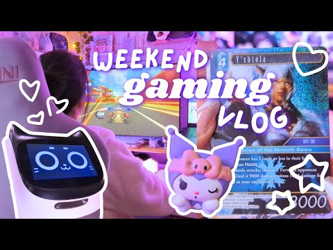 weekend in my life as a cozy gamer 🎮✨ sushi robots, genshin, fortnite, final fantasy card unboxing~🌸