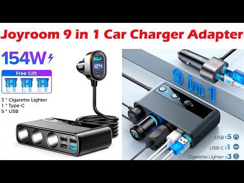 Joyroom 154W 9 in 1 Car Charger Adapter PD 3 Socket Cigarette Lighter Splitter Charge