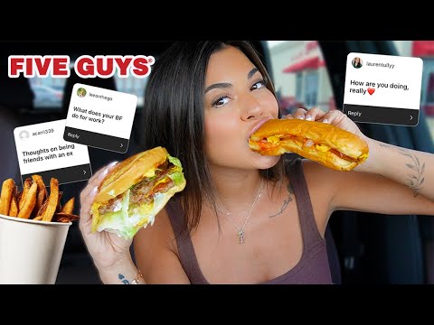 Five Guys Mukbang with Grilled Cheese Burger, Cheese Hot Dog - Q&A