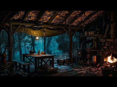 Take Shelter In A Tent In The Forest - Heavy Rain And Fireplace Sounds Help You Forget Your Problems