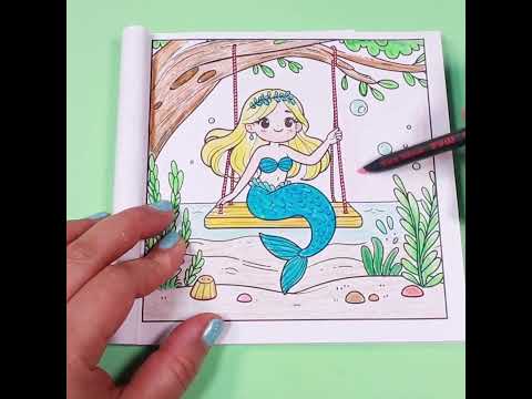 Let's color! Mermaid on the Swing Cute Coloring Page #coloringforkids #coloringfun