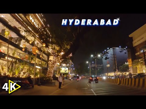 Hyderabad (Night View) - Banjara Hills Rd No- 12 || 4k Drive Tour