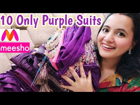 10 Beautiful PURPLE SUITS | Myntra,Meesho Suits Haul | Anarkali Suit, Sharara Suit, Embroidered Suit