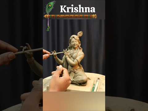 Lord krishna murti making with clay