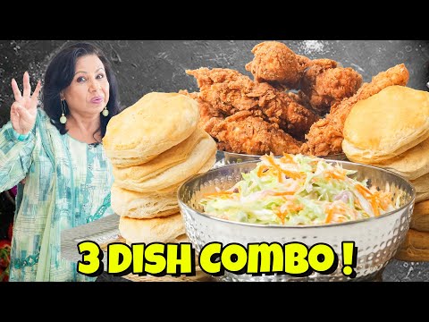 3 Dish Combo Meal! Perfect Crispy Chicken Strips, Coleslaw, and Biscuits Recipe in Urdu Hindi - RKK