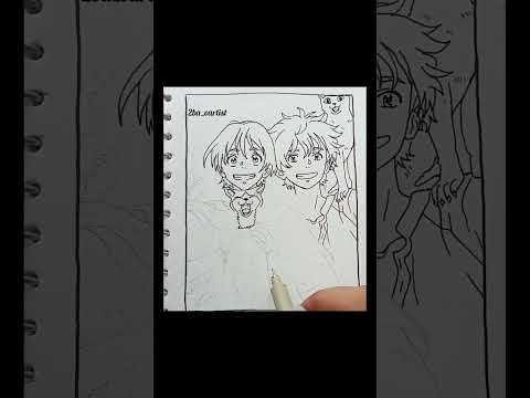 drawing shu & mio #shorts #2ba_vartist  #anime #sketch #drawing #art