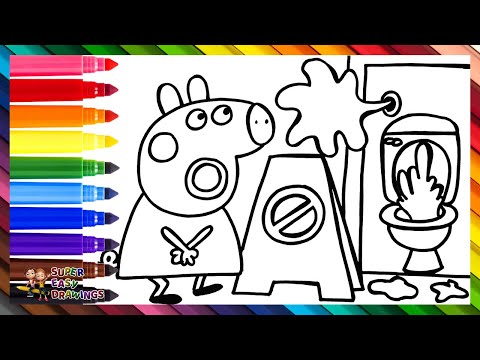 Draw and Color Peppa Pig Who Needs To Pee 🐷🚽🧻💦 Drawings for Kids