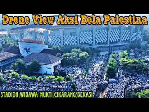 Drone View Aksi Bela Palestina di Stadion Wibawa Mukti Cikarang Bekasi