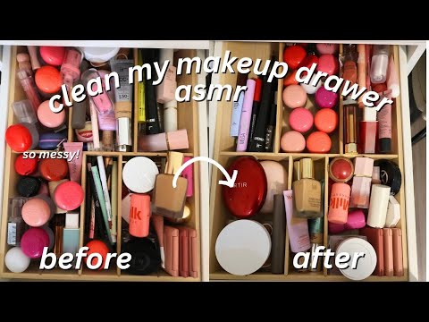 ASMR cleaning my makeup drawers