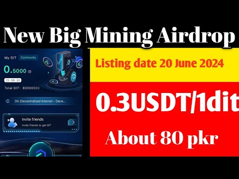 New Big Mining Airdrop||Dit Top Mining project||earn money from cryptocurrency||