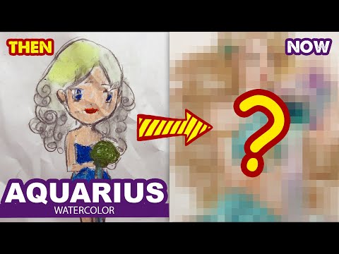 How to draw Aquarius - 12 signs of the zodiac l Then and Now | Huta chan