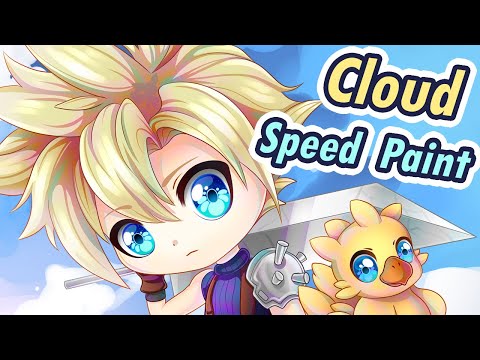 [Speed Paint] Cloud FF7 and Chocobo | Paint Tool Sai 2 Digital Art