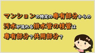 【区分所有判例ポイント解説49】マンションの特定の専有部分からの汚水が流れる排水管の枝管は専有部分？共用部分？【不動産管理・顧問弁護士＠静岡】