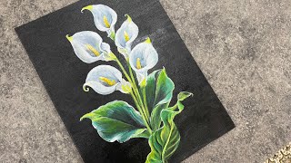 White Calla Lilies Acrylic Painting