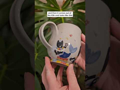 Mermaid circus cats! #NowWhatPotteryWorks #CircusCat #CircusCatMug #Art #GlazeVideo #Pottery