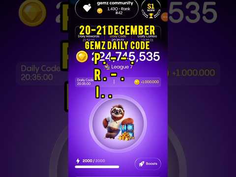 Today's Gemz daily code | gemz daily code 20-21 December  | 20-21 December gemz Combo cards