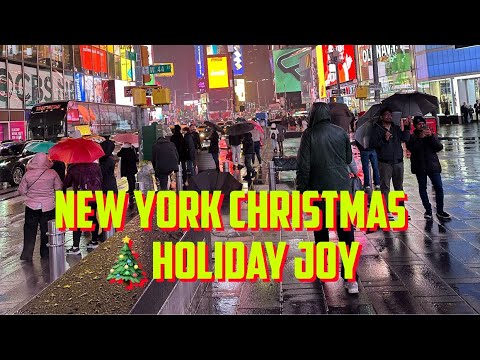 New York: Christmas 🎄Holiday Joys Raining  Manhattan Live