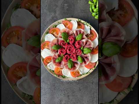 Caprese Salad with Prosciutto & Salami Appetizer Plating Tutorial ✨ #shortsvideo #easyrecipe