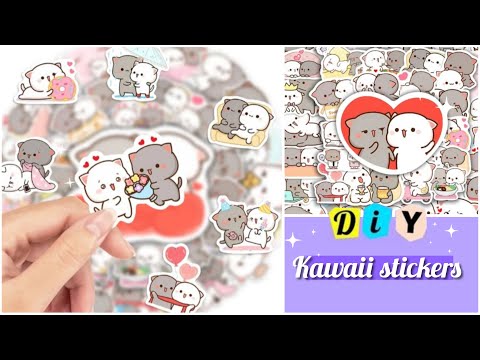 How to make kawaii stickers _ DIY Cute Cat Stickers _ Homemade stickers