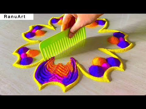 2 Simple Rangoli | Diwali Rangoli Designs | Navratri Rangoli designs | Rangoli colors | Ranu Art