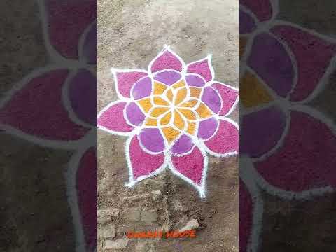 simple poo kolam design||thai madha rangoli kolam||#dharas house||#shorts