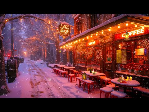 Winter Coffee Jazz ☕ Outdoor Cafe Ambience with Rhythmic Jazz for a Positive Mood ~ Winter Vibes