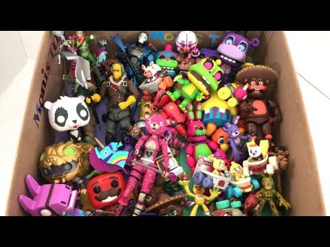 Box Full of Fortnite and Five Nights at Freddy’s Figures Cuddle Team Leader Freddy Rex Chica Jonesy