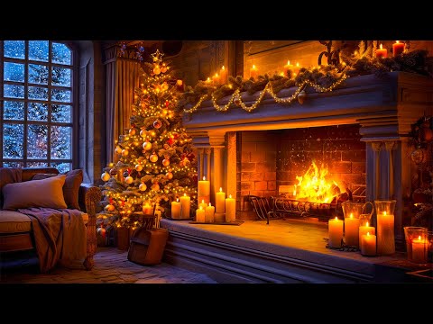 Winter Ambience Christmas Fireplace ❄️🔥 Relaxing Fireplace Sounds🔥 Cozy Fireplace Background