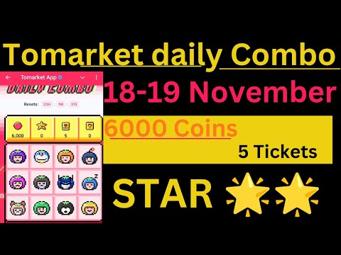 Tomarket daily Combo Code Solve || Date 1 8/11/24 daily Combo Code || 1 Tomarket Star= 1$ On Airdrop