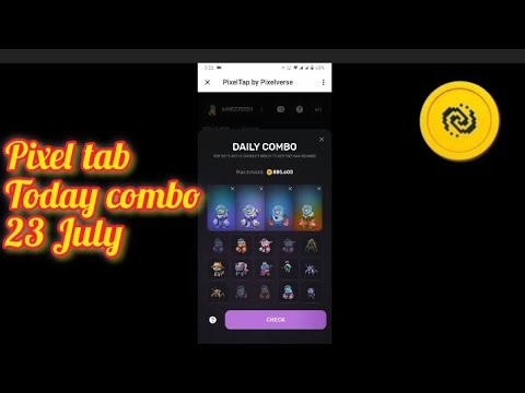 Pixel tap by pixelverse daily combo 23 July 2024 100% complection