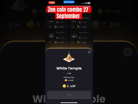 Zen coin daily combo today | 27 September zen coin daily combo | zen coin card today