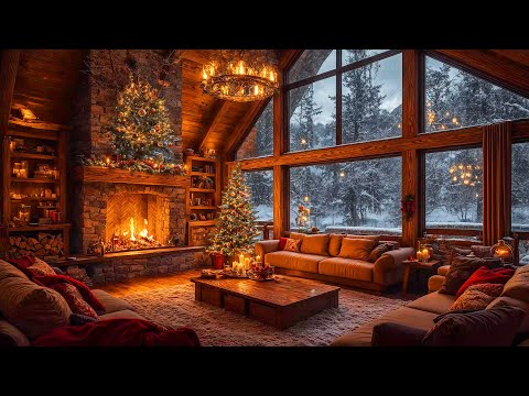 Warm Crackling Fireplace & Relaxing Christmas Jazz Music 🎄 Winter Cozy Christmas Ambience for Unwind