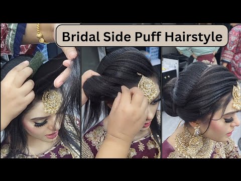 Elegant Bridal Side Puff Hairstyle Tutorial with Line Variation | Perfect Wedding Hair