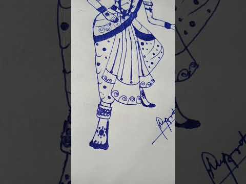 #Meredolna#stepstodrawBharatnatyamgirl#miniatureart#folkart#pendrawing#Youtubeshorts#Shorts#Dance