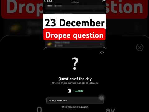 Dropee Question of the day Code 23 December|Dropped Question of the day Code|Question