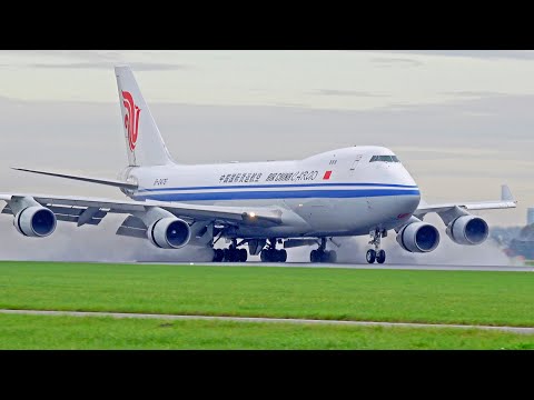 35 WET BIG Planes Landing | A380, A350, B747 | At Amsterdam Schiphol Airport