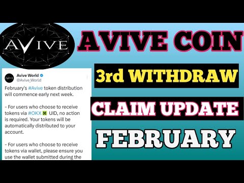 Avive Coin 3rd Withdraw February  Claim Update || Avive coin distribution 3rd Airdrop Claim Update