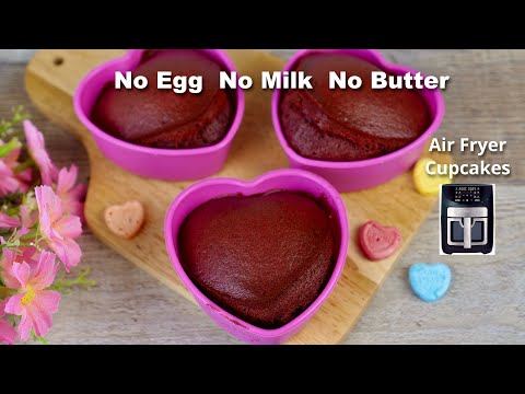 Red Velvet Heart-Shaped Cupcakes | Valentine's Day Cupcakes | No Egg No Milk No Butter Cupcakes