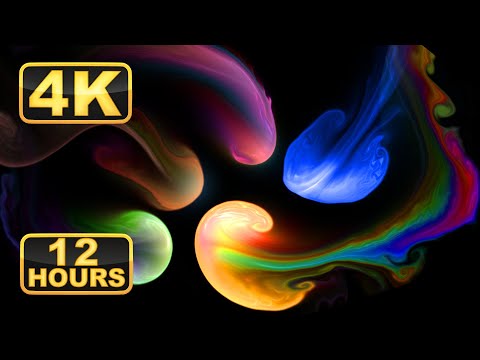 Colorful Abstract Liquid! 12 Hours 4K Satisfying Fluid Video! Relaxing Music/Meditation Screensaver